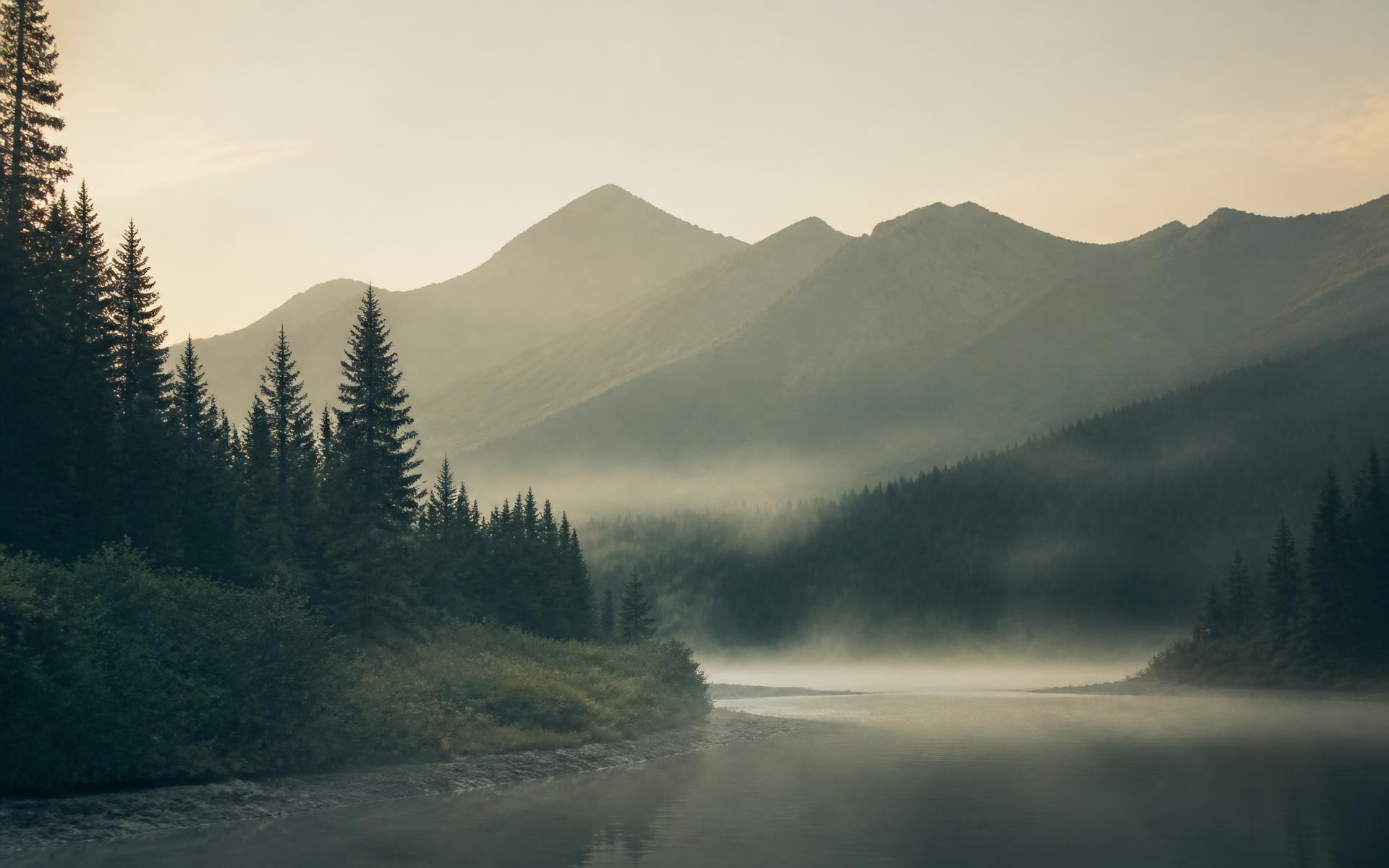 Misty valley at dawn